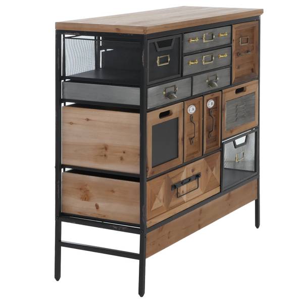 Commode de pharmacie Q77 Sapin - Fer - 84 x 85 x 36 cm