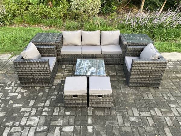 Loungegruppe A(8er-Set) Grau - Webstoff - 177 x 66 x 65 cm