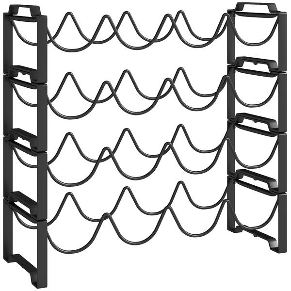 Wijnrek 801-382V00BK zwart - metaal - 17 x 41 x 43 cm