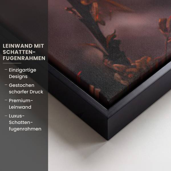 Bilder mit Rahmen Hochlandrind 120 x 80 cm - Durchmesser: 128 cm