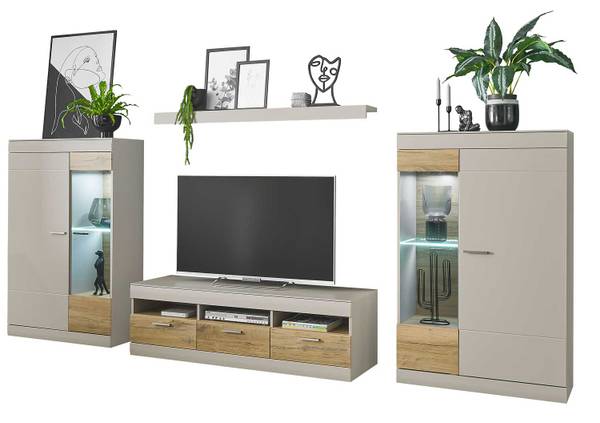 Wohnwand SCARA Grau - Stahl - 350 x 45 x 139 cm