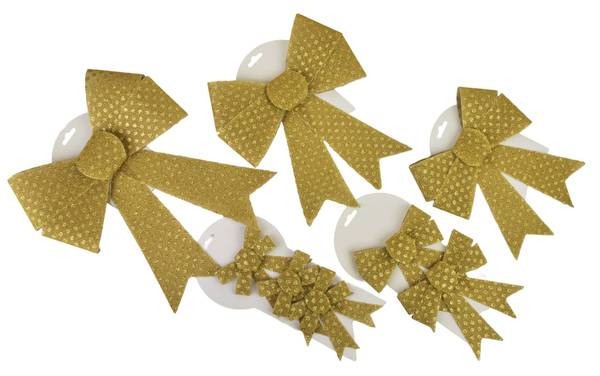 Weihnachtsschleifen SANTA LILA 3-er Set Gold - Kunststoff - 10 x 12 x 10 cm