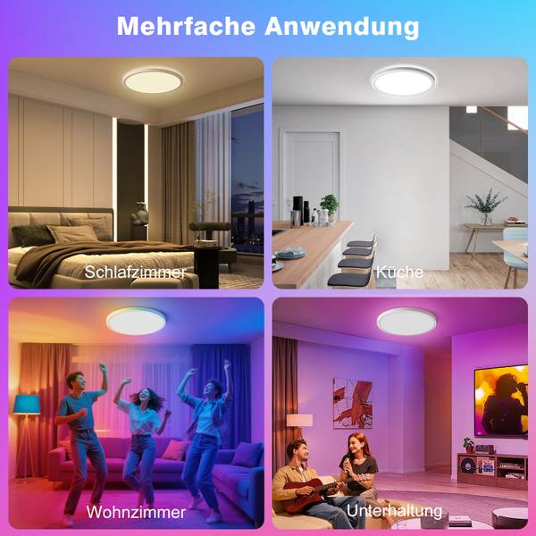 24W LED Deckenlampe CE1133 2er-Set Weiß - Kunststoff - 30 x 3 x 30 cm