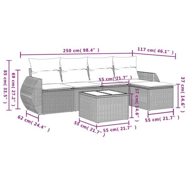 Garten-Lounge-Set 3034447-2 6-teilig Schwarz