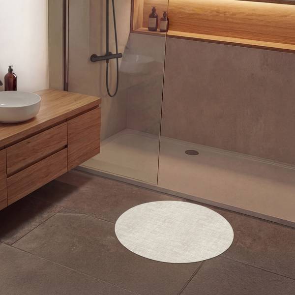 BADEMATTE Leinen Beige - Microfaser - 70 x 70 x 1 cm
