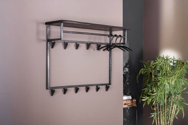 Garderobe ADORA Schwarz - Metall - 100 x 80 x 30 cm