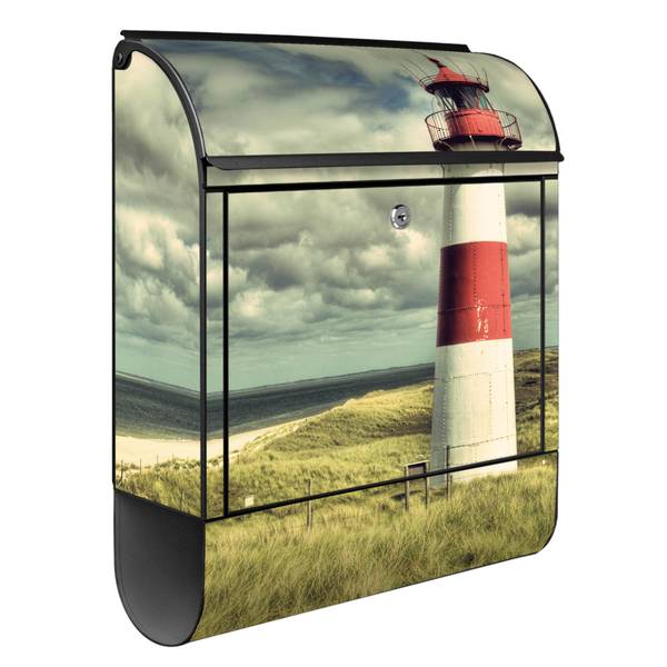 Briefkasten Stahl Leuchtturm Sylt Schwarz - Stahl - 38 x 46 x 13 cm