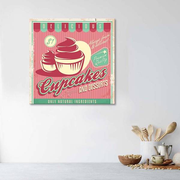 Wandbild retro-schild muffin 40 x 40 cm
