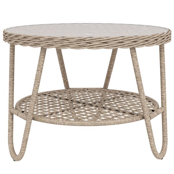 Outdoor Beistelltisch 867-317V00YL Gelb - Sicherheitsglas - Polyethylen - 65 x 50 x 65 cm