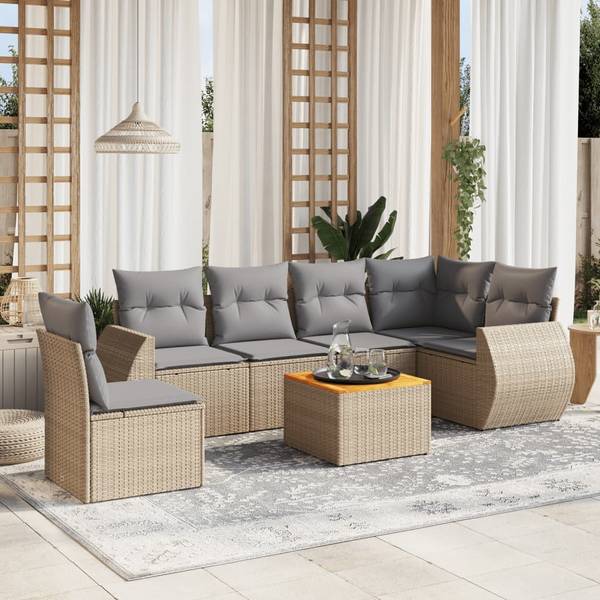 Salon de jardin 3035806-3 (lot de 7) Beige - Gris - Gris lumineux