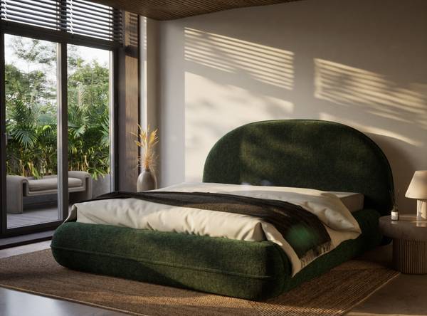 Polsterbett Koji Dunkelgrün - Liegefläche Breite: 140 cm