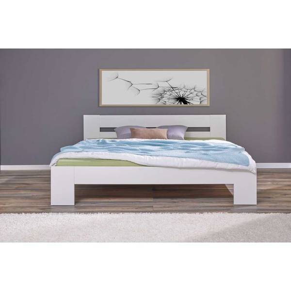 Lit Annik Blanc - En partie en bois massif - 204 x 71 x 186 cm