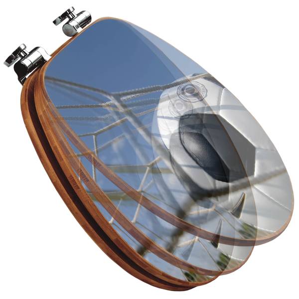 WC-Sitz mit Absenkautomatik Fußball Blau - Bambus - Holzwerkstoff - 38 x 5 x 49 cm
