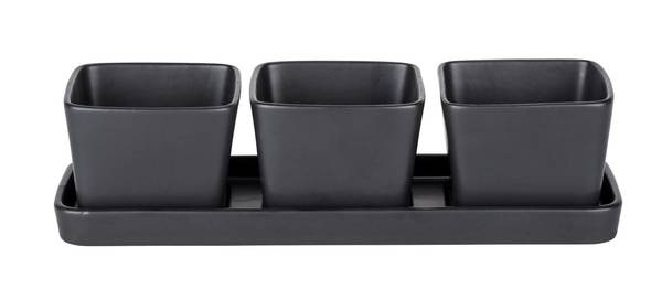 Set pour snacks et trempettes Noir - Céramique - 31 x 10 x 8 cm