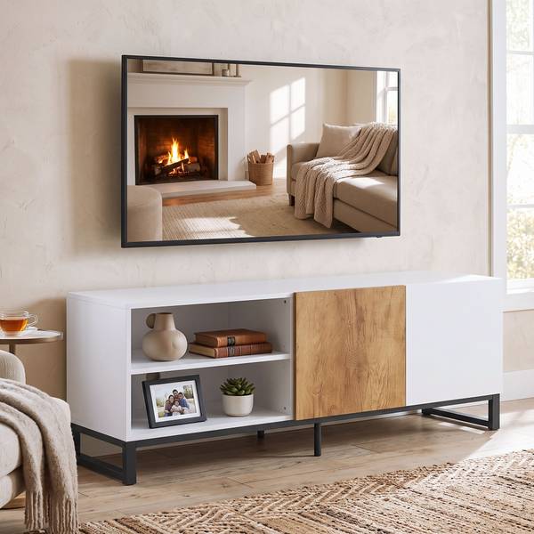 TV-Schrank 83B-797V90WT Weiß - Holzwerkstoff - 37 x 50 x 140 cm