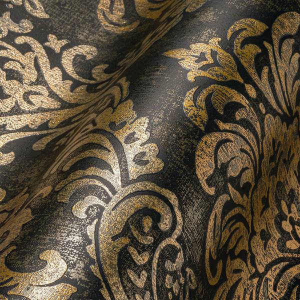 Vliestapete Klassisch mit Ornamenten Schwarz - Gold