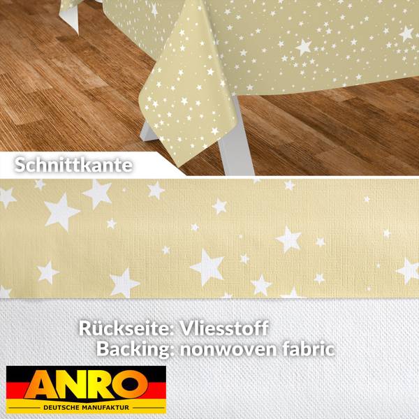 Wachstuchtischdecke Sterne Beige - Tiefe: 180 cm