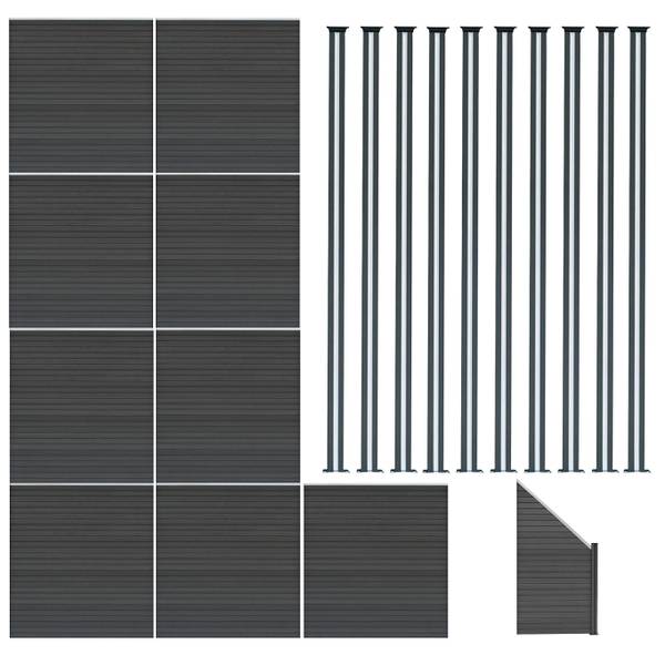 Gartenzaun 40388 20er Set Grau - Holzwerkstoff - 1657 x 185 x 7 cm