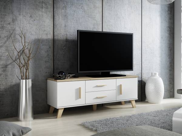 TV-Lowboard Lotta 140 Eiche - Weiß