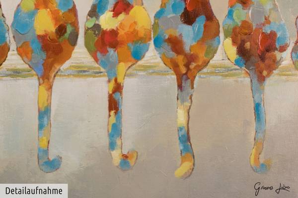 Acrylbild Handgemalt Katze Jec Baumwollstoff - 120 x 60 x 4 cm