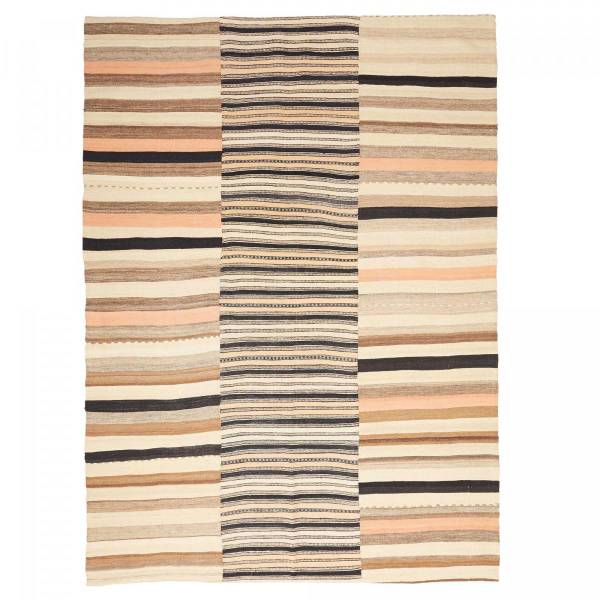 Tapis d'orient KILIM B 7 Noir - Fourrure véritable - 166 x 1 x 217 cm
