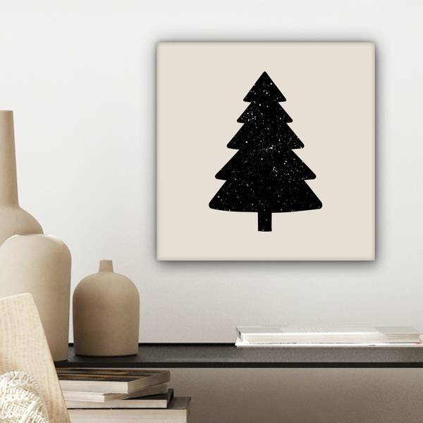 LEINWANDBILD Weihnachtsbaum Schwarz - Baumwollstoff - 20 x 20 x 2 cm