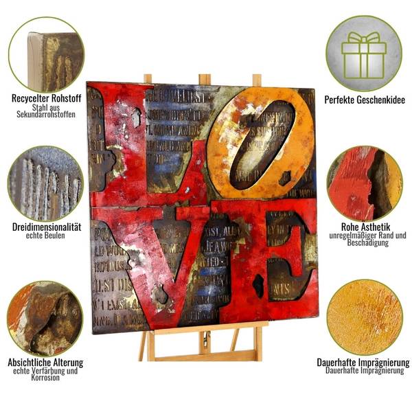 Afbeelding 3D LOVE staal - 85 x 85 x 4 cm