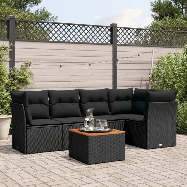 Loungeset 3034598-1 set van 6 zwart