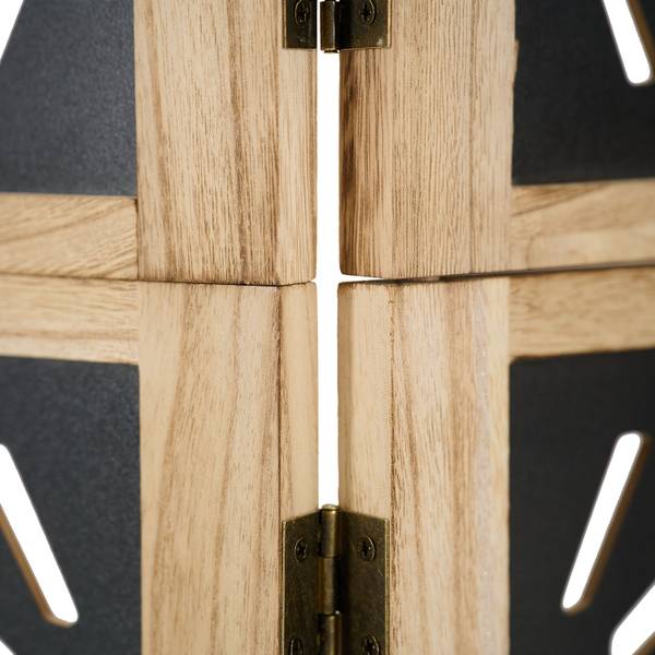 Paravent 3-teilig 2015 Schwarz - Braun - Holz teilmassiv - 120 x 170 x 2 cm