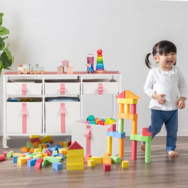 Meuble de rangement enfants 6 tiroirs Rose foncé - Blanc - Polyester - Acier - 100 x 62 x 41 cm