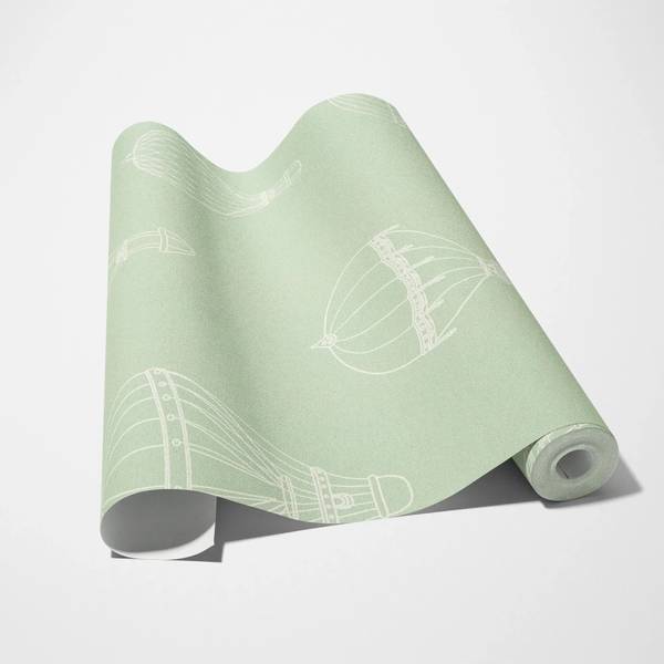 Vliestapete Gentle Voyage Grün - Fleece - Vinyl - 53 x 1005 x 1 cm