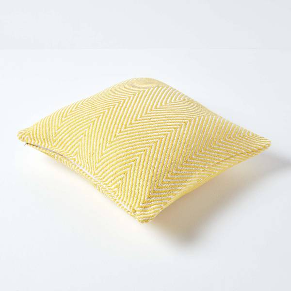 Kissenbezug Halden mit Chevronmuster Gelb - 60 x 60 cm