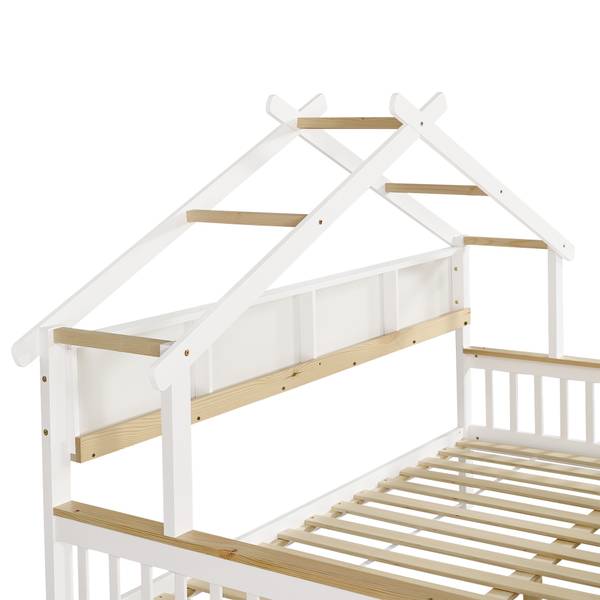 Kinderbett WoodyZoom Ⅰ Weiß - Holzwerkstoff - Massivholz - 147 x 152 x 219 cm