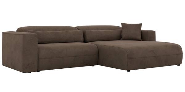 Ecksofa PAZURRO L Braun - Ecke davorstehend rechts - Schlaffunktion davorstehend rechts