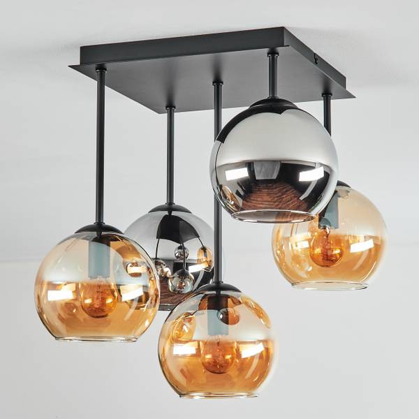 Deckenleuchte Cesaro Braun - Grau - Silber - Metall - 37 x 42 x 37 cm