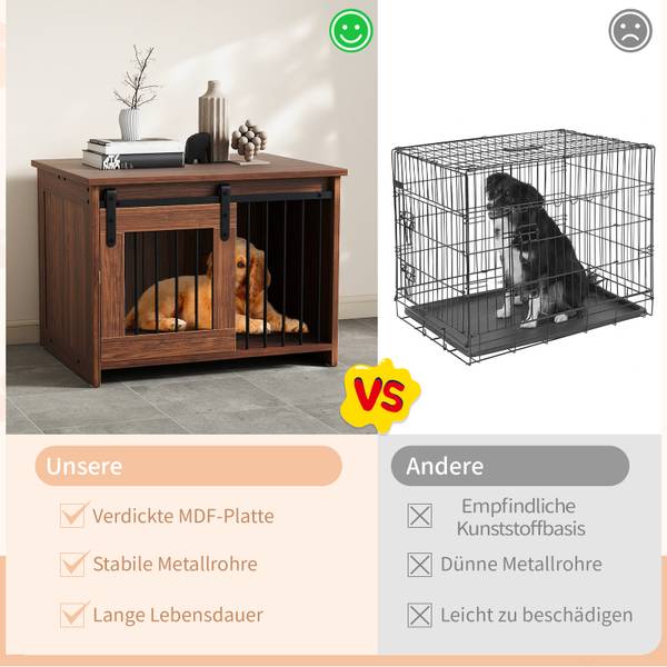 Hundehütte BG32201 Braun - Holzwerkstoff - 60 x 60 x 80 cm