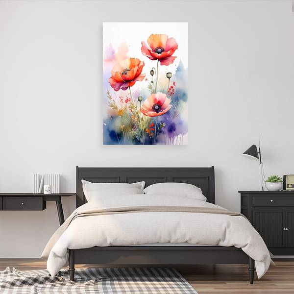 Wandbild Blumen Polyester - 20 x 30 x 3 cm