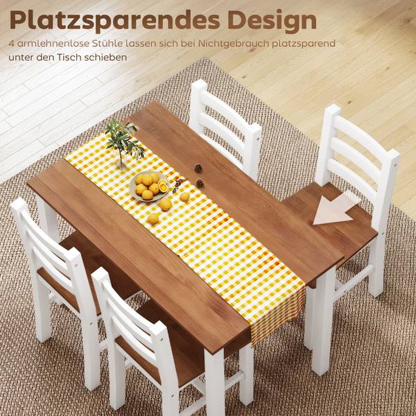 Essgruppe 5er Set 83A-270V90BN Braun - Kiefer - 108 x 75 x 65 cm