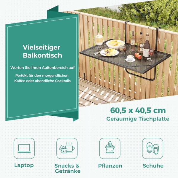 Klapptisch VH33855PWDE Schwarz - Metall - 51 x 51 x 61 cm