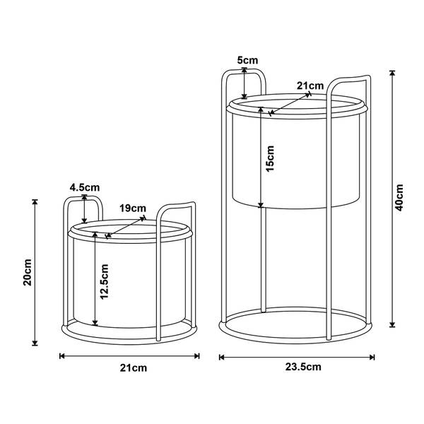 Pflanzenständer 2er Set Osen Schwarz - Metall - 24 x 40 x 24 cm