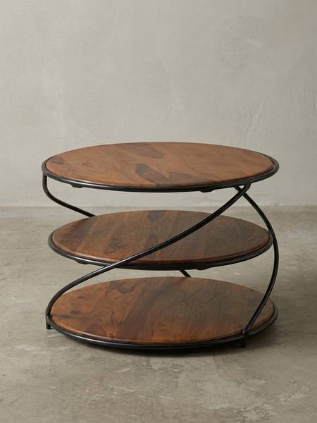 Couchtisch BAKONY mit drei Ablagen Braun - Sheesham - 58 x 40 x 58 cm
