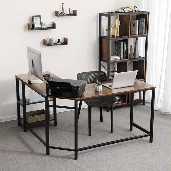 Eckschreibtisch Schwarz - Holzwerkstoff - Metall - 138 x 75 x 138 cm