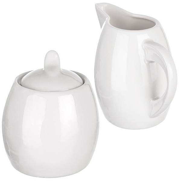 Zuckerdose und Milchkännchen 2-tlg. Set Weiß - Keramik - 9 x 10 x 9 cm