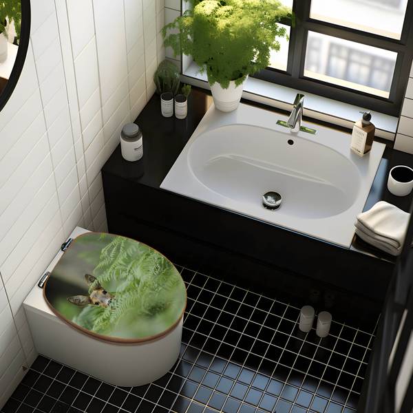 WC-Sitz mit Absenkautomatik Reh Grün - Bambus - Holzwerkstoff - 38 x 5 x 49 cm