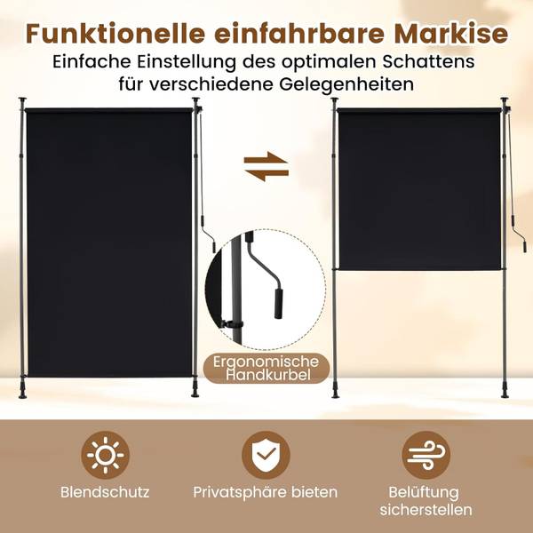 Markise ZB34651 Schwarz - Metall - 150 x 310 x 150 cm