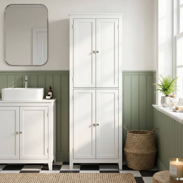 Badezimmerschrank 834-997V90WT Weiß - Holzwerkstoff - 30 x 170 x 60 cm