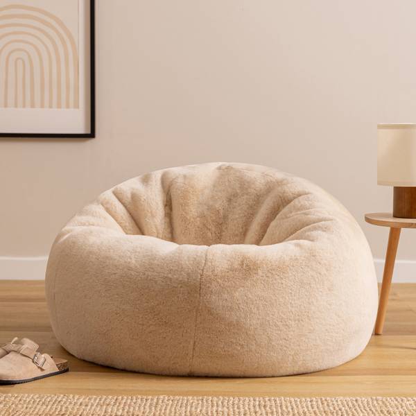 Sitzsack Kingston Kaninchenkunstfell Beige