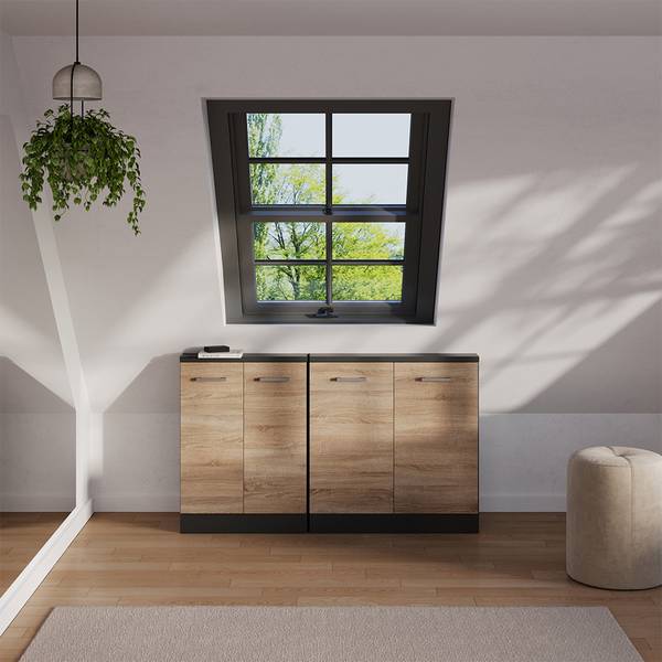 Ensembles de meuble sous pente Rion55997 Anthracite - Imitation chêne de Sonoma - Largeur : 140 cm