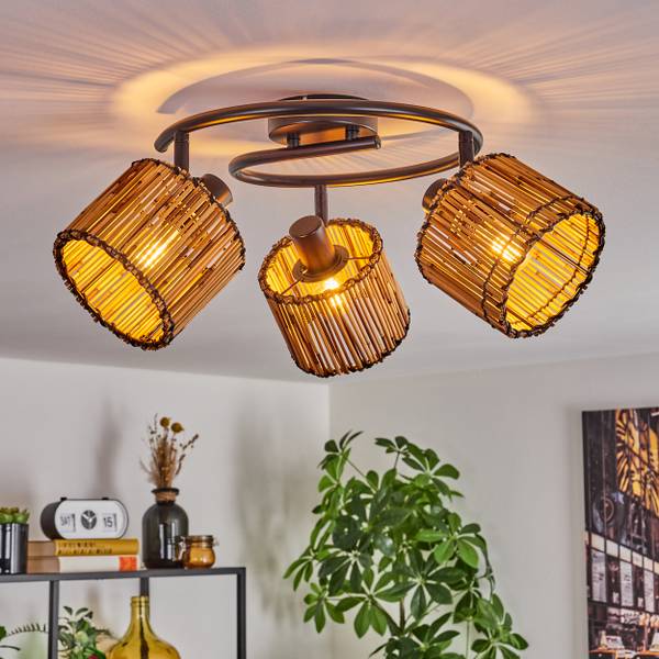 Deckenleuchte Obenetto Beige - Aluminium - Holzverbundwerkstoff - 46 x 24 x 40 cm