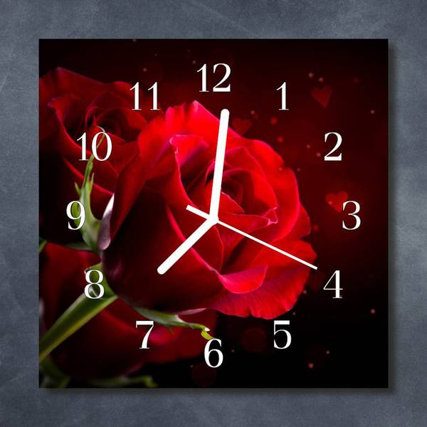 Wanduhr Rosen rot Rot - Glas - 30 x 30 x 1 cm
